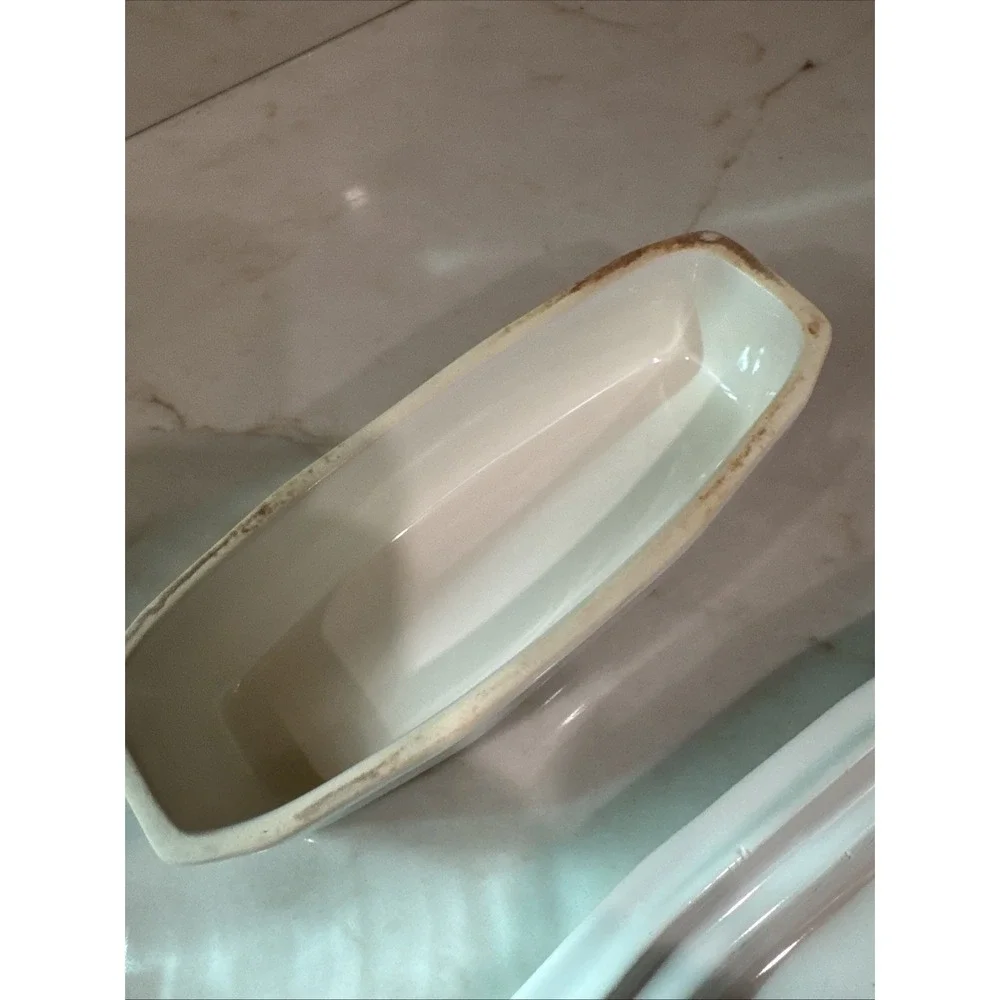 Pfaltzgraff Heritage White Stoneware Stick Butter Dish‎  with lid Vintage